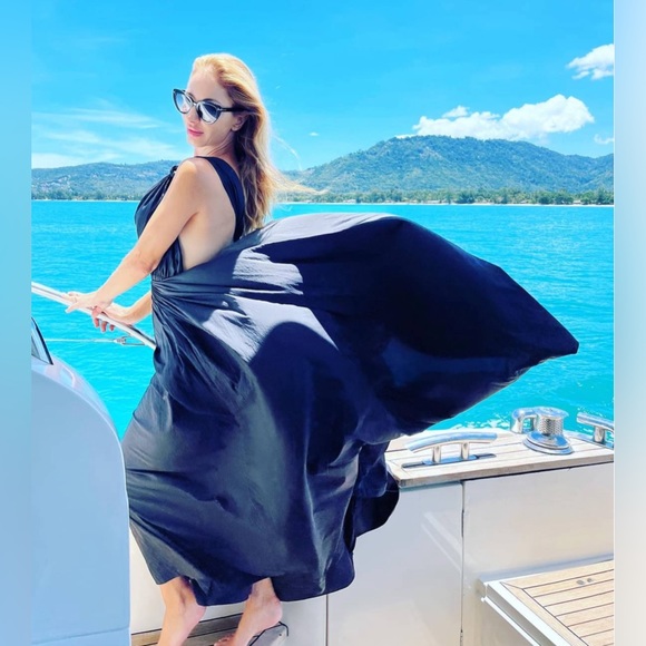 🆕ZARA LONG NYLON DRESS | NAVY BLUE - Picture 1 of 12